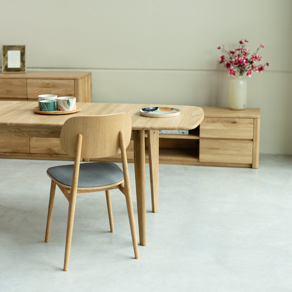 NordicStory Mesa de jantar extensível em madeira maciça de carvalho