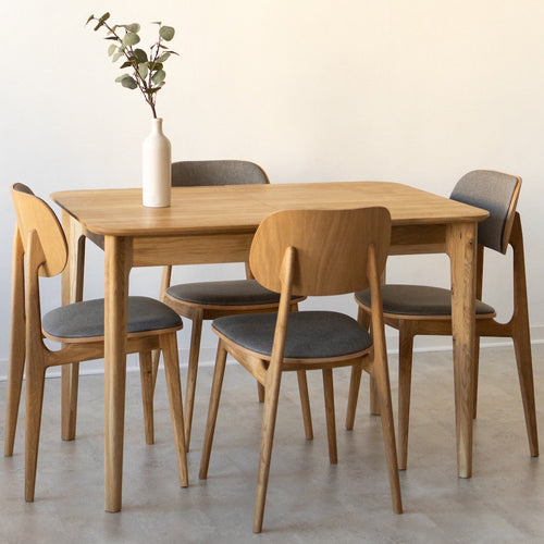 NordicStory Mesa de jantar extensível em madeira maciça de carvalho
