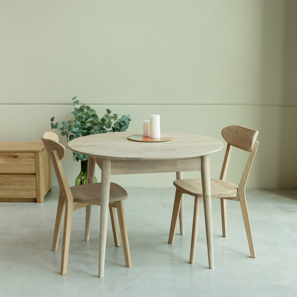 Roble.Store Mesa de jantar extensível redonda em madeira de carvalho maciço 