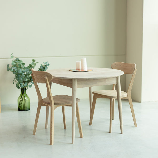 Roble.Store Mesa de jantar extensível redonda em madeira de carvalho maciço 
