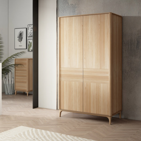 Oxford 2 roupeiro em carvalho maciço para roupa, 120x60x210 cm | NordicStory