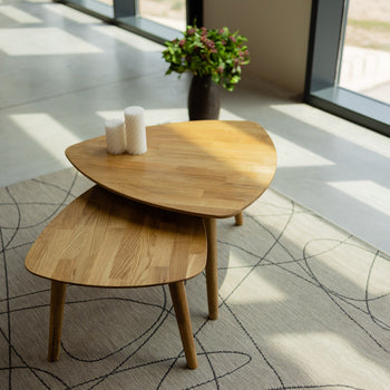 Mesas de centro empilháveis NordicStory feitas de madeira maciça de carvalho sustentável