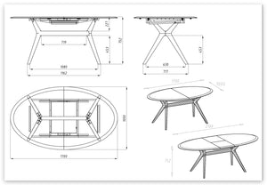 NordicStory Mesa de jantar extensível em carvalho maciço Carmen