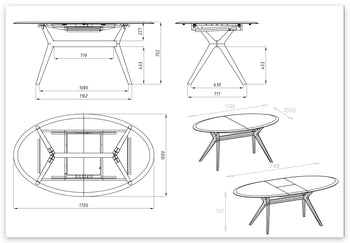 NordicStory Mesa de jantar extensível em carvalho maciço Carmen