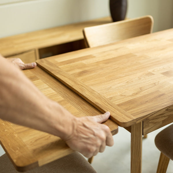 NordicStory Mesa de jantar extensível em madeira maciça de carvalho sustentável