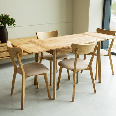 NordicStory Mesa de jantar extensível em madeira maciça de carvalho sustentável