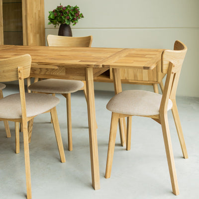 NordicStory Mesa de jantar extensível em madeira maciça de carvalho sustentável
