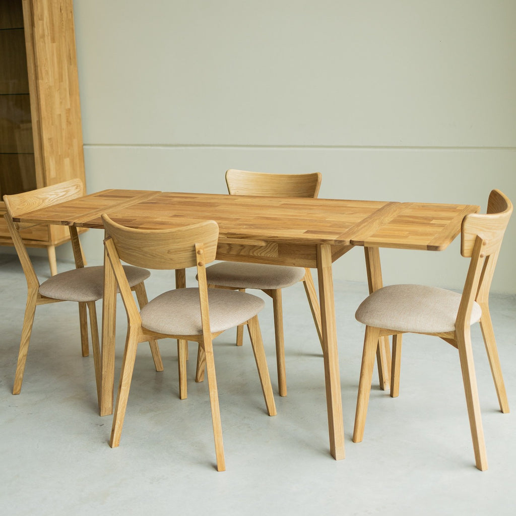 NordicStory Mesa de jantar extensível em madeira maciça de carvalho sustentável