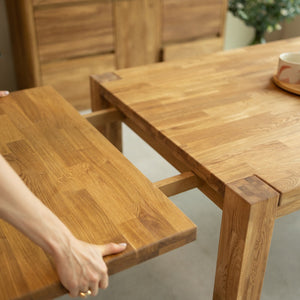 Mesa de jantar extensível em madeira maciça de carvalho sustentável