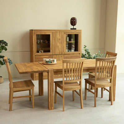 Mesa de jantar extensível em madeira maciça de carvalho sustentável