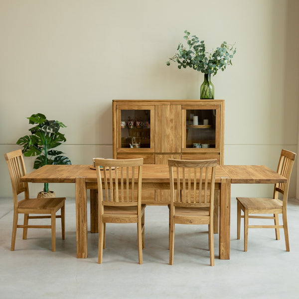 Mesa de jantar extensível em madeira maciça de carvalho sustentável