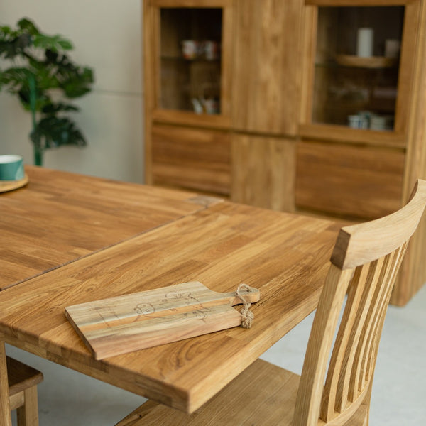 Mesa de jantar extensível em madeira maciça de carvalho sustentável