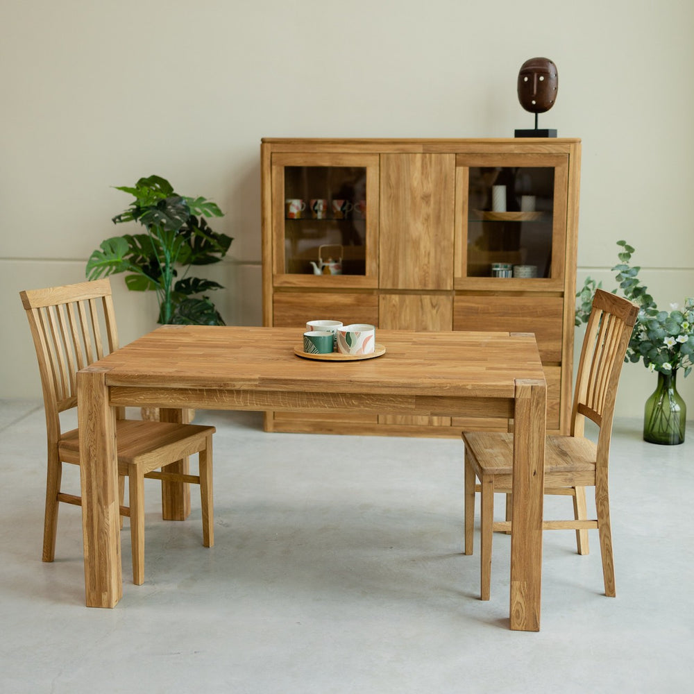 Mesa de jantar extensível em madeira maciça de carvalho sustentável