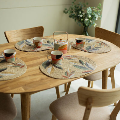  NordicStory Mesa de jantar oval extensível em carvalho maciço sustentável