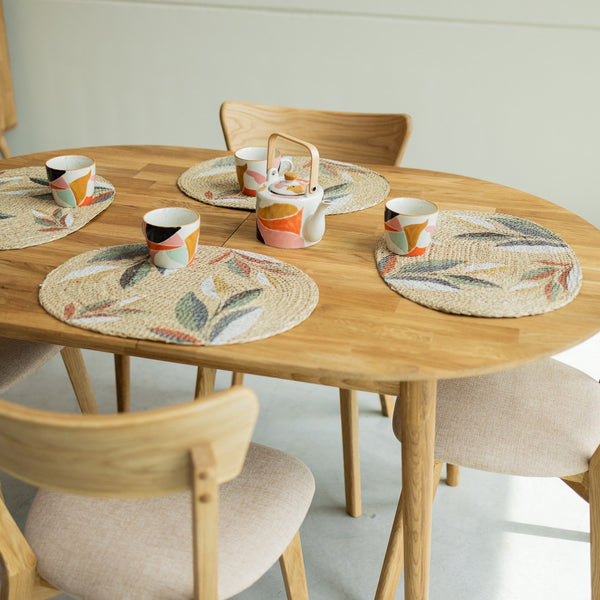  NordicStory Mesa de jantar oval extensível em carvalho maciço sustentável