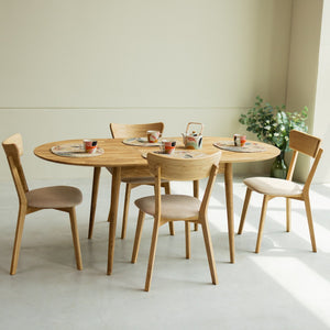  NordicStory Mesa de jantar oval extensível em carvalho maciço sustentável