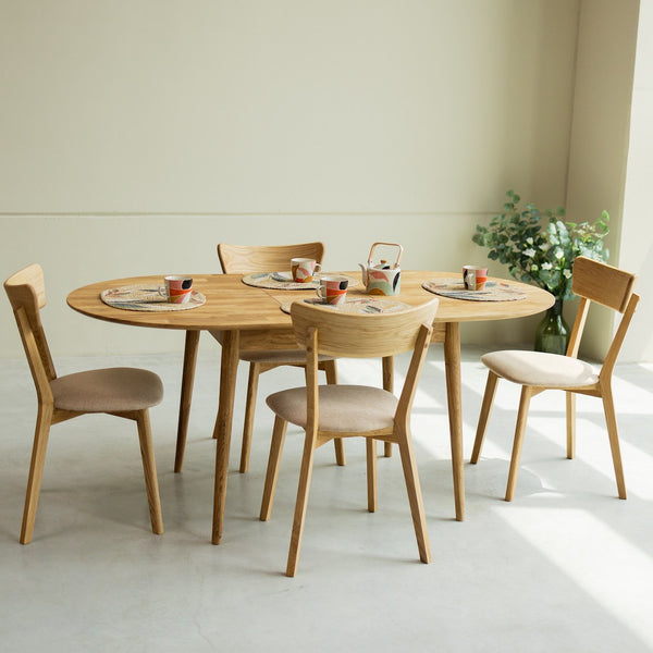  NordicStory Mesa de jantar oval extensível em carvalho maciço sustentável