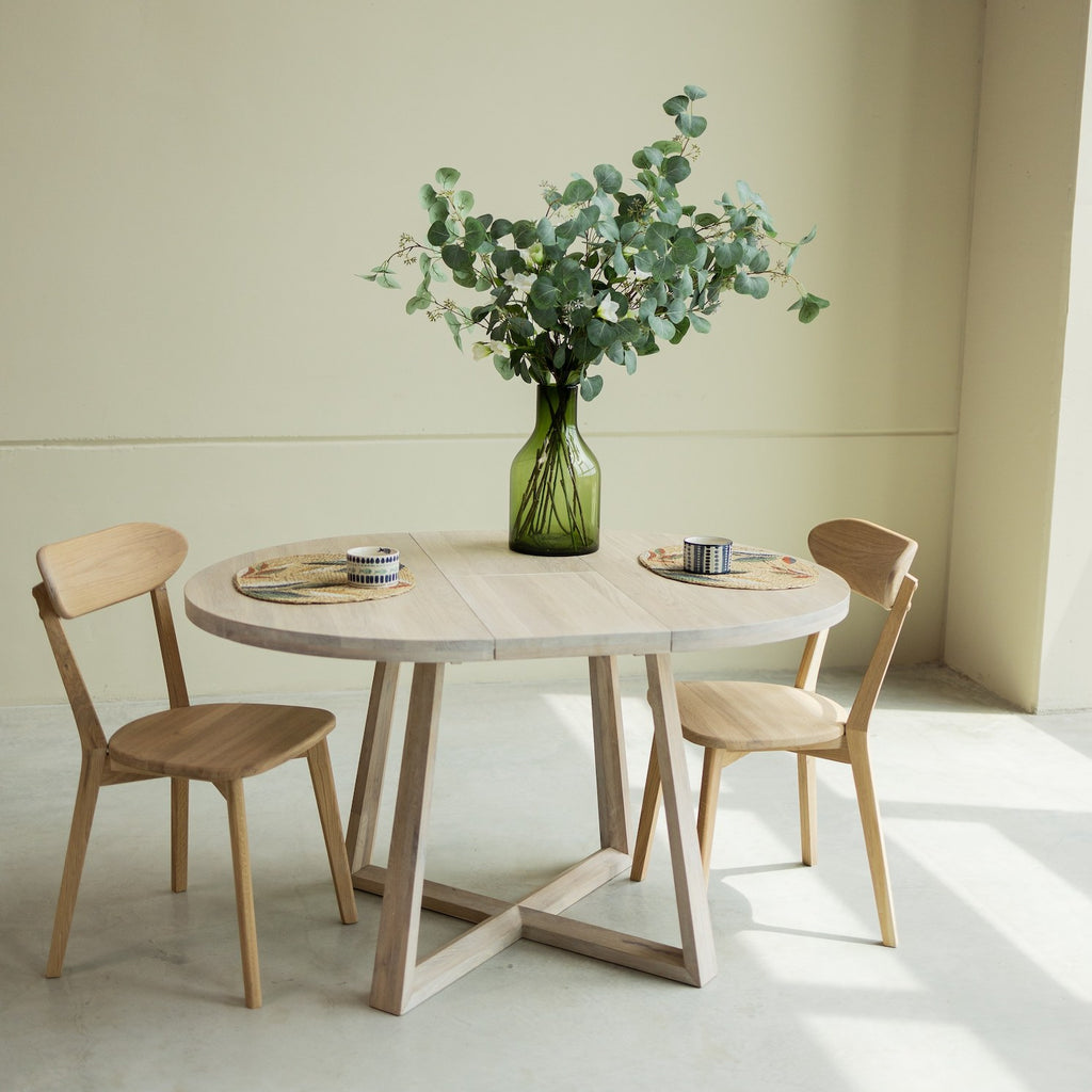 NordicStory Mesa de jantar extensível em madeira maciça de carvalho sustentável