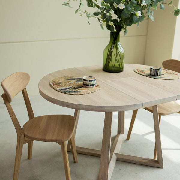 NordicStory Mesa de jantar extensível em madeira maciça de carvalho sustentável
