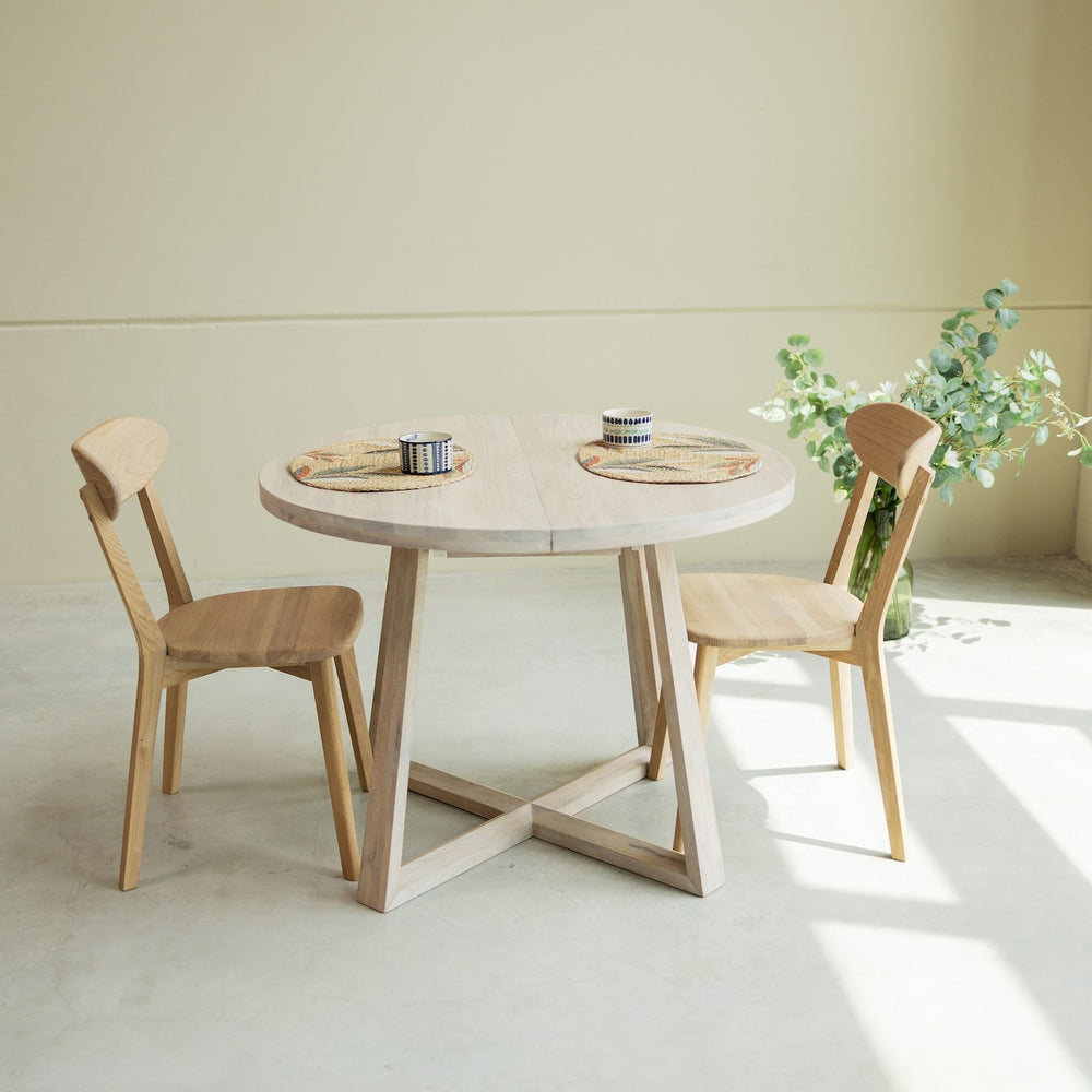 NordicStory Mesa de jantar extensível em madeira maciça de carvalho sustentável