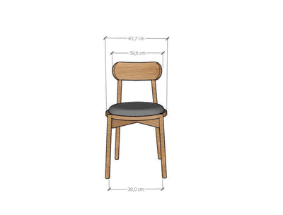 NordicStory Conjunto de 2 cadeiras de jantar Paola, estrutura em carvalho maciço