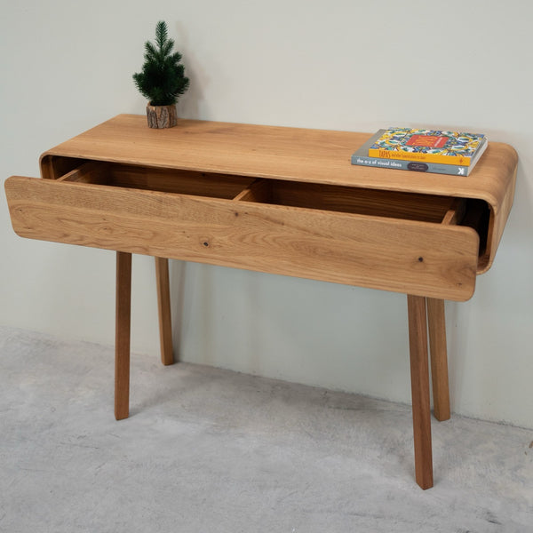 NordicStory Cómoda de consola em carvalho maciço Genebra, 110 x 35 x 80 cm.