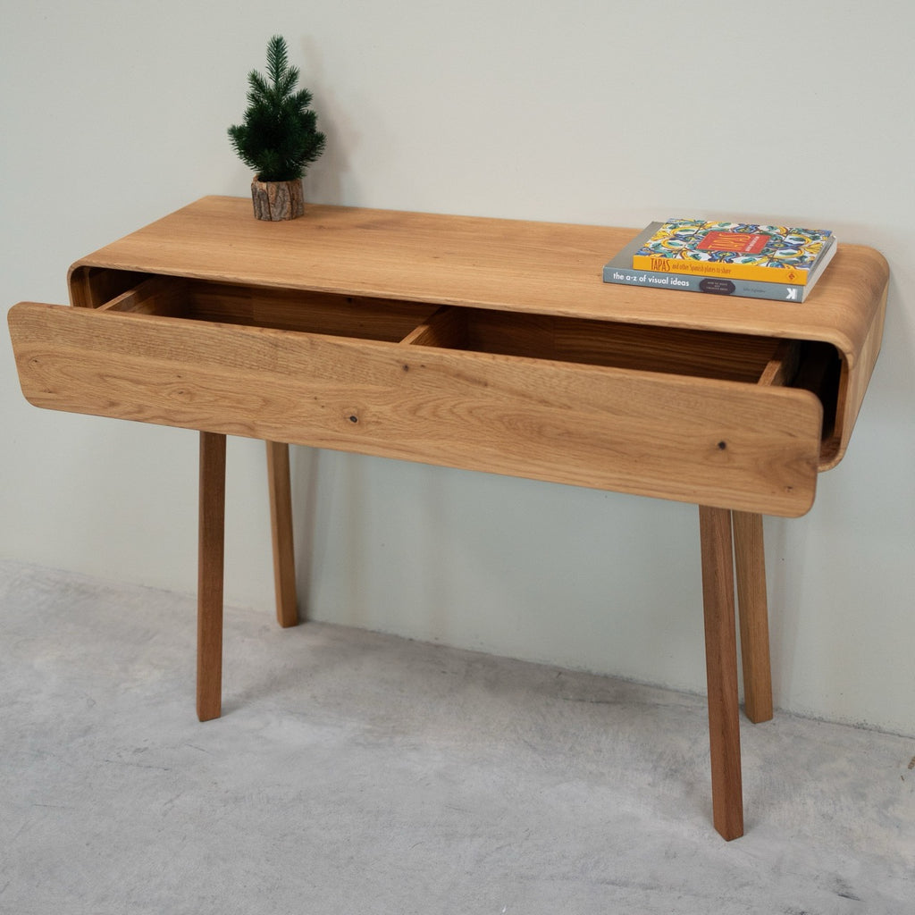 NordicStory Cómoda de consola em carvalho maciço Genebra, 110 x 35 x 80 cm.