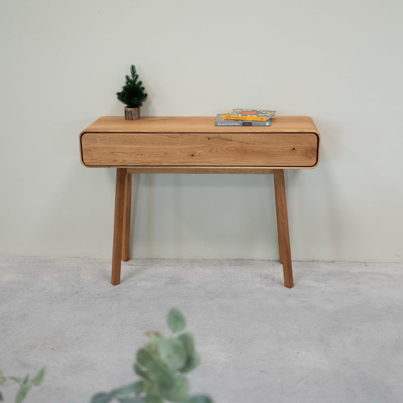 NordicStory Cómoda de consola em carvalho maciço Genebra, 110 x 35 x 80 cm.