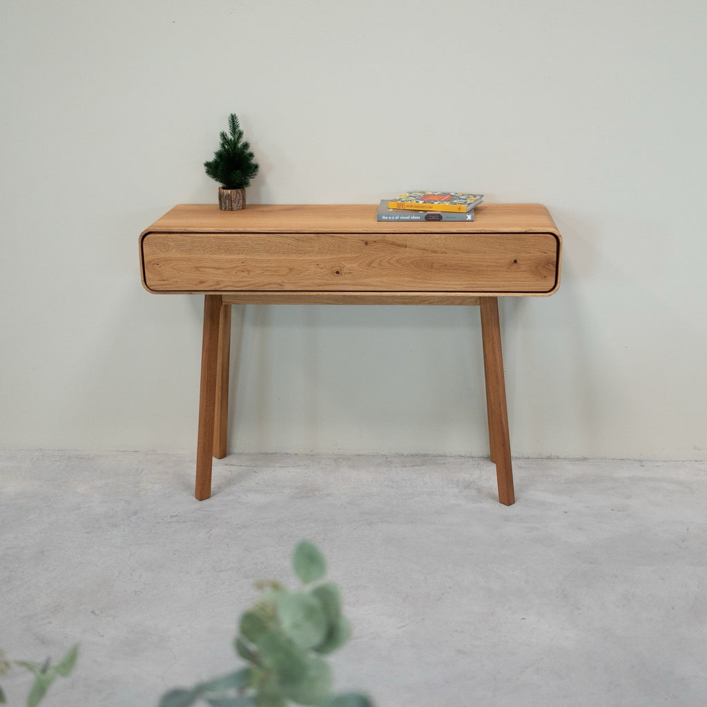 NordicStory Cómoda de consola em carvalho maciço Genebra, 110 x 35 x 80 cm.