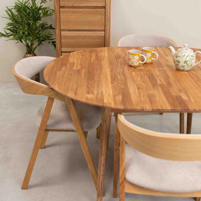 Roble.Store Mesa de jantar extensível redonda em madeira de carvalho maciço 