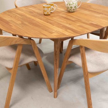 Roble.Store Mesa de jantar extensível redonda em madeira de carvalho maciço 