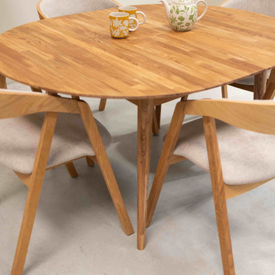Roble.Store Mesa de jantar extensível redonda em madeira de carvalho maciço 