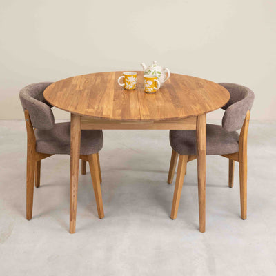 Roble.Store Mesa de jantar extensível redonda em madeira de carvalho maciço 
