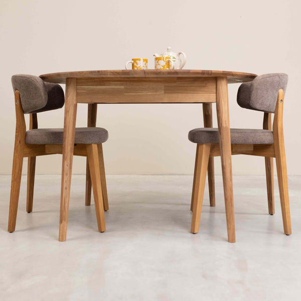 Roble.Store Mesa de jantar extensível redonda em madeira de carvalho maciço 