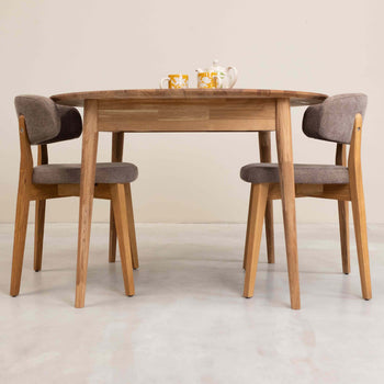 Roble.Store Mesa de jantar extensível redonda em madeira de carvalho maciço 