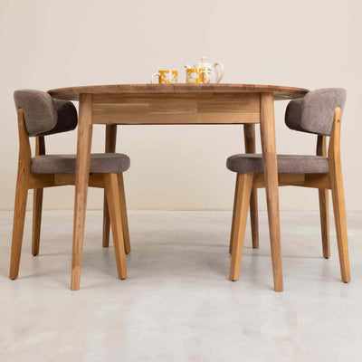 Roble.Store Mesa de jantar extensível redonda em madeira de carvalho maciço 