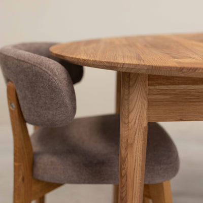 Roble.Store Mesa de jantar extensível redonda em madeira de carvalho maciço 