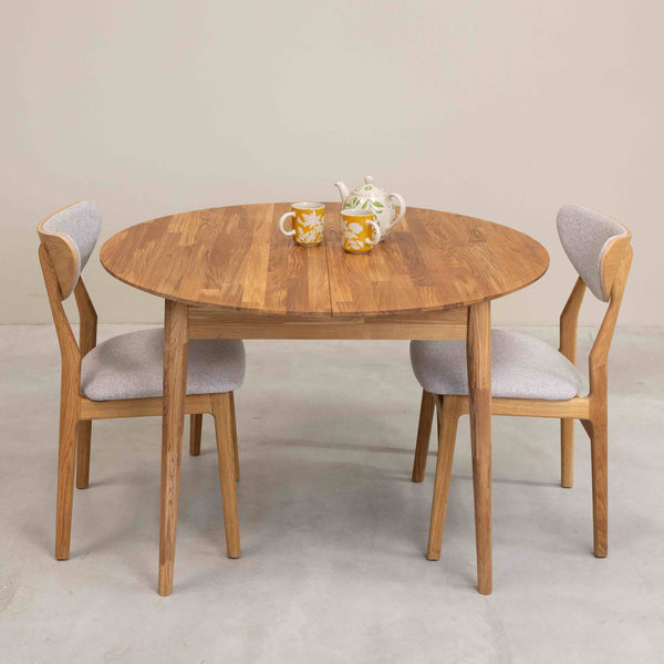 Roble.Store Mesa de jantar extensível redonda em madeira de carvalho maciço 