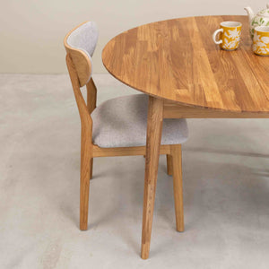 Roble.Store Mesa de jantar extensível redonda em madeira de carvalho maciço 