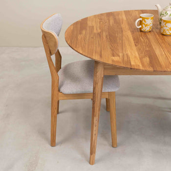 Roble.Store Mesa de jantar extensível redonda em madeira de carvalho maciço 