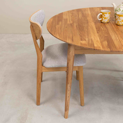 Roble.Store Mesa de jantar extensível redonda em madeira de carvalho maciço 