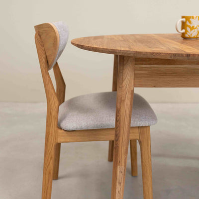 Roble.Store Mesa de jantar extensível redonda em madeira de carvalho maciço 
