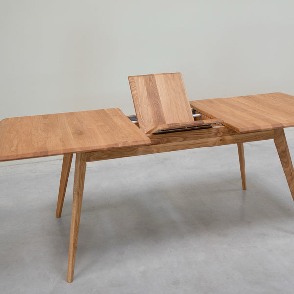 NordicStory Mesa de jantar extensível em madeira de carvalho maciço Genebra