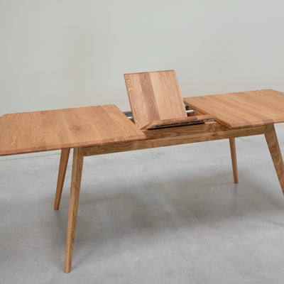 NordicStory Mesa de jantar extensível em madeira de carvalho maciço Genebra
