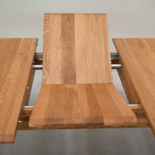 NordicStory Mesa de jantar extensível em madeira de carvalho maciço Genebra