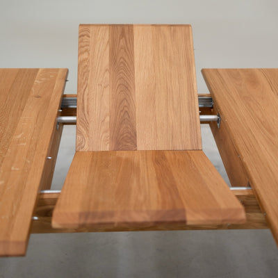 NordicStory Mesa de jantar extensível em madeira de carvalho maciço Genebra