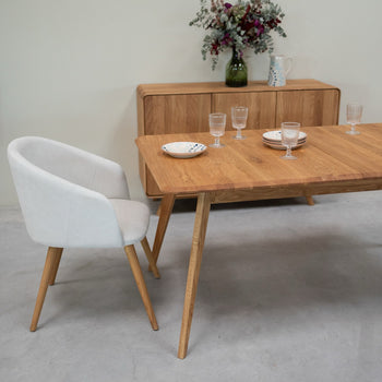 NordicStory Mesa de jantar extensível em madeira de carvalho maciço Genebra