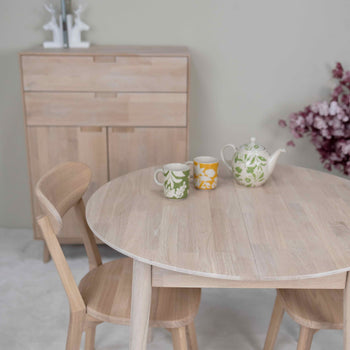 NordicStory Mesa de jantar extensível redonda em carvalho maciço Escandi 3 Roble.Store