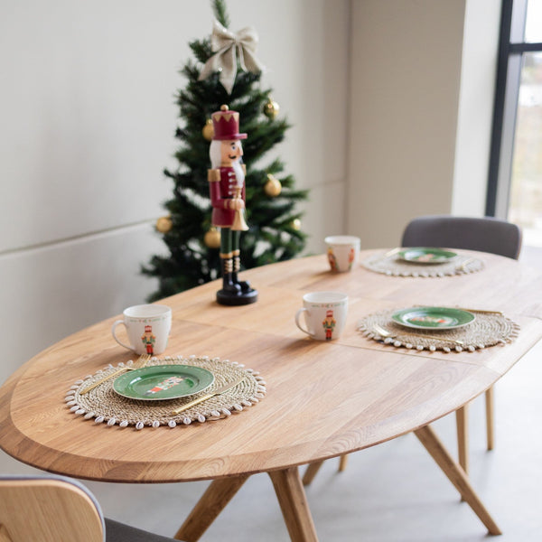 NordicStory Mesa de jantar extensível em carvalho maciço Carmen