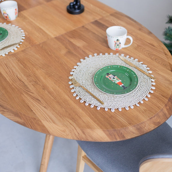 NordicStory Mesa de jantar extensível em carvalho maciço Carmen